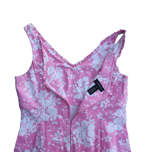 Jones New York Pink Floral Dress Fitted Shift Cottagecore Botanical Summer Sz 12 - Picture 7 of 13